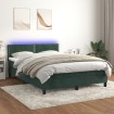 Cama box spring colchón y LED terciopelo verde oscuro 140x190cm