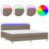 Cama box spring con colchón LED tela gris taupe 200x200