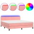 Cama box spring colchón y LED terciopelo rosa 180x200