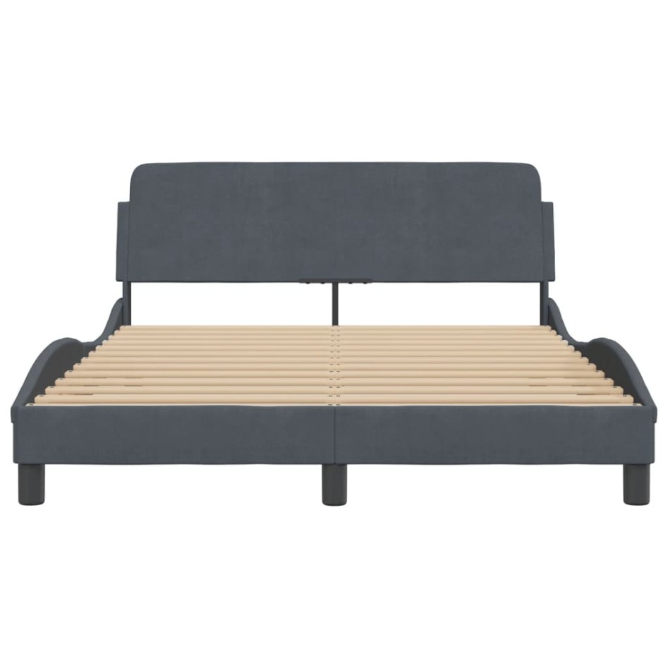 Estructura cama con cabecero terciopelo gris oscuro 120x200