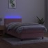 Cama box spring colchón y LED terciopelo rosa 80x200