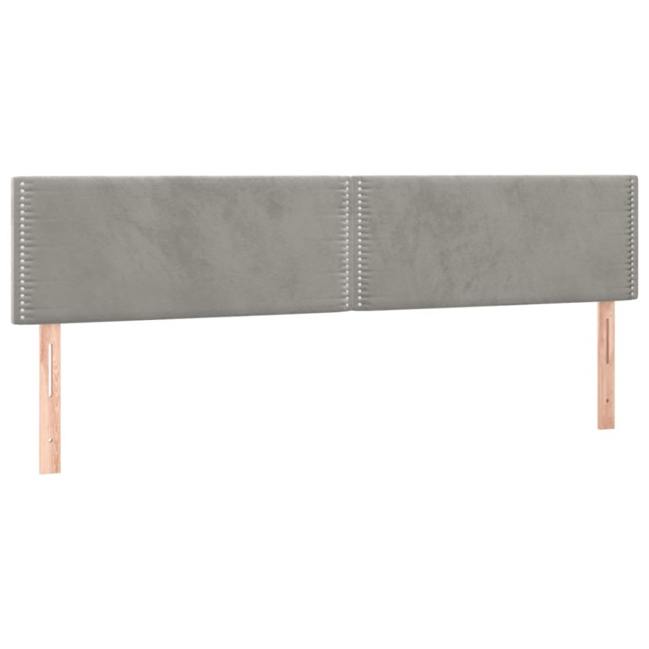 Cama box spring colchón y LED terciopelo gris claro 200x200