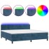 Cama box spring colchón y LED terciopelo azul oscuro 200x200
