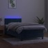 Cama box spring colchón y LED terciopelo azul oscuro 80x200