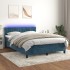 Cama box spring colchón y LED terciopelo azul oscuro 140x200
