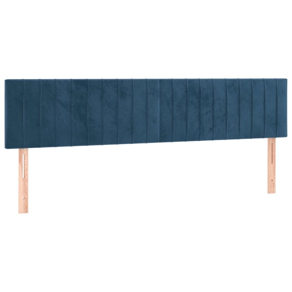 Cama box spring colchón y LED terciopelo azul oscuro 180x200