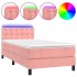 Cama box spring colchón y LED terciopelo rosa 100x200
