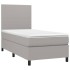 Cama box spring colchón y luces LED tela gris claro 100x200