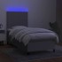 Cama box spring colchón y luces LED tela gris claro 100x200