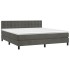 Cama box spring colchón y LED terciopelo gris oscuro 180x200