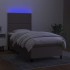 Cama box spring colchón y luces LED tela gris taupe 90x190
