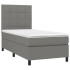 Cama box spring colchón y luces LED tela gris oscuro 90x200