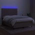 Cama box spring colchón y luces LED tela gris taupe 140x190
