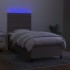 Cama box spring colchón y luces LED tela gris taupe 90x200