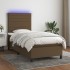 Cama box spring colchón luces LED tela marrón oscuro