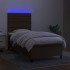 Cama box spring colchón luces LED tela marrón oscuro