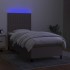 Cama box spring colchón y luces LED tela gris taupe 90x200