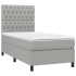 Cama box spring colchón y luces LED tela gris claro 90x190