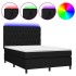 Cama box spring colchón y luces LED tela negro 140x190