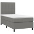 Cama box spring colchón y luces LED tela gris oscuro 100x200