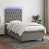 Cama box spring colchón y luces LED tela gris oscuro 100x200