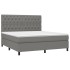 Cama box spring colchón y luces LED tela gris oscuro 160x200