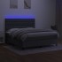 Cama box spring colchón y luces LED tela gris oscuro 160x200