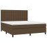Cama box spring colchón luces LED tela marrón oscuro