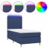 Cama box spring colchón y luces LED tela azul 90x190
