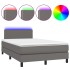 Cama box spring colchón y LED cuero sintético gris 120x200