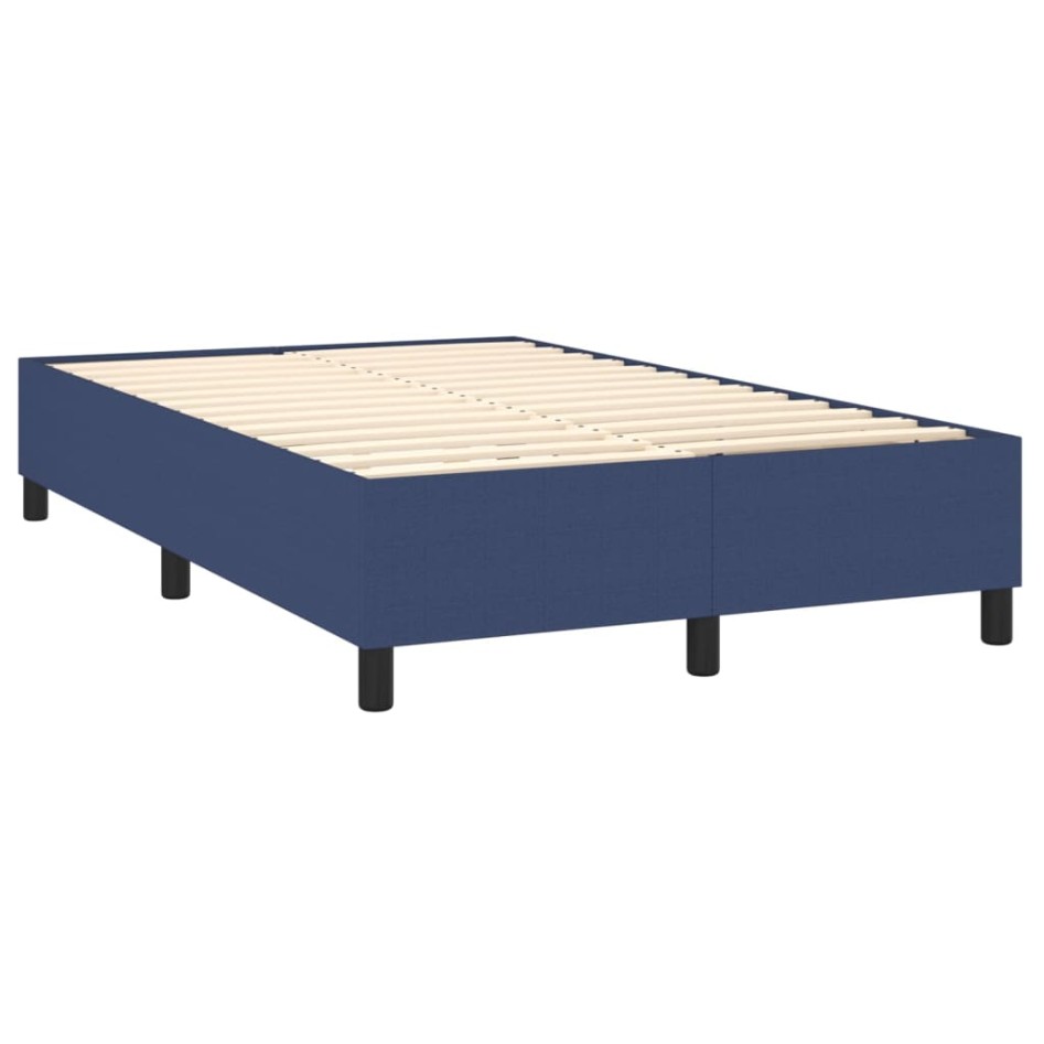 Cama box spring con colchón y LED tela azul 120x200