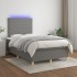 Cama box spring con colchón y LED tela gris oscuro 120x200