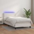 Cama box spring colchón y LED cuero sintético blanco 100x200