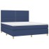 Cama box spring colchón y luces LED tela azul 160x200