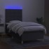 Cama box spring colchón y luces LED tela gris oscuro 100x200