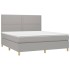 Cama box spring colchón y luces LED tela gris claro 160x200