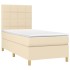 Cama box spring colchón y luces LED tela color crema 90x190