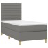 Cama box spring colchón y luces LED tela gris oscuro 100x200