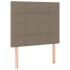 Cama box spring colchón y luces LED tela gris taupe 90x200