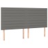 Cama box spring colchón y luces LED tela gris oscuro 160x200