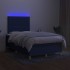 Cama box spring con colchón y LED tela azul 120x200