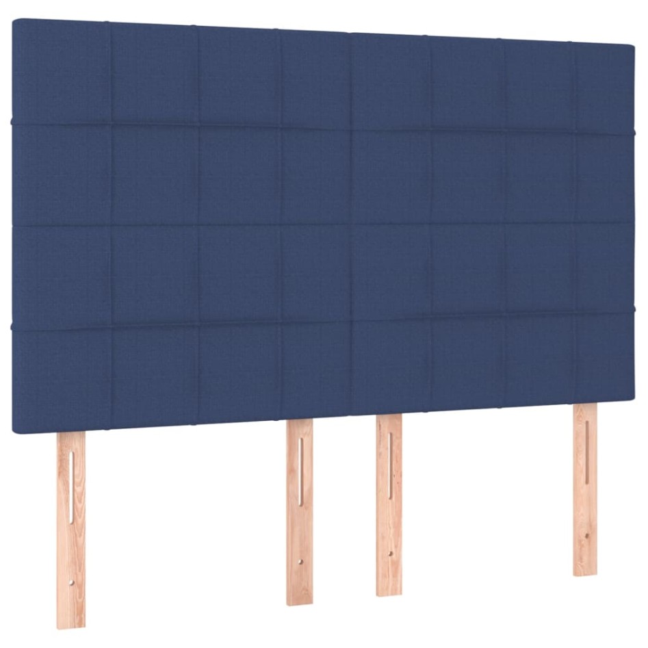 Cama box spring colchón y luces LED tela azul 140x190