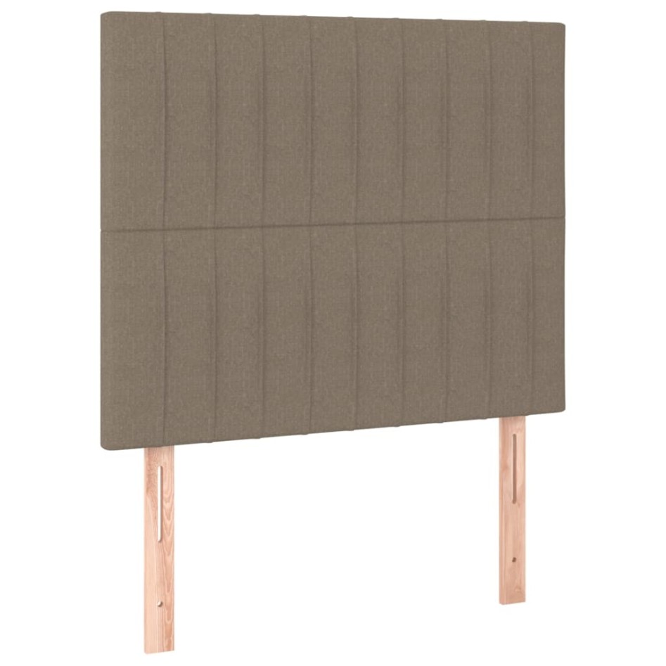 Cama box spring con colchón y LED tela gris taupe 120x200
