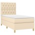 Cama box spring colchón y luces LED tela crema 80x200