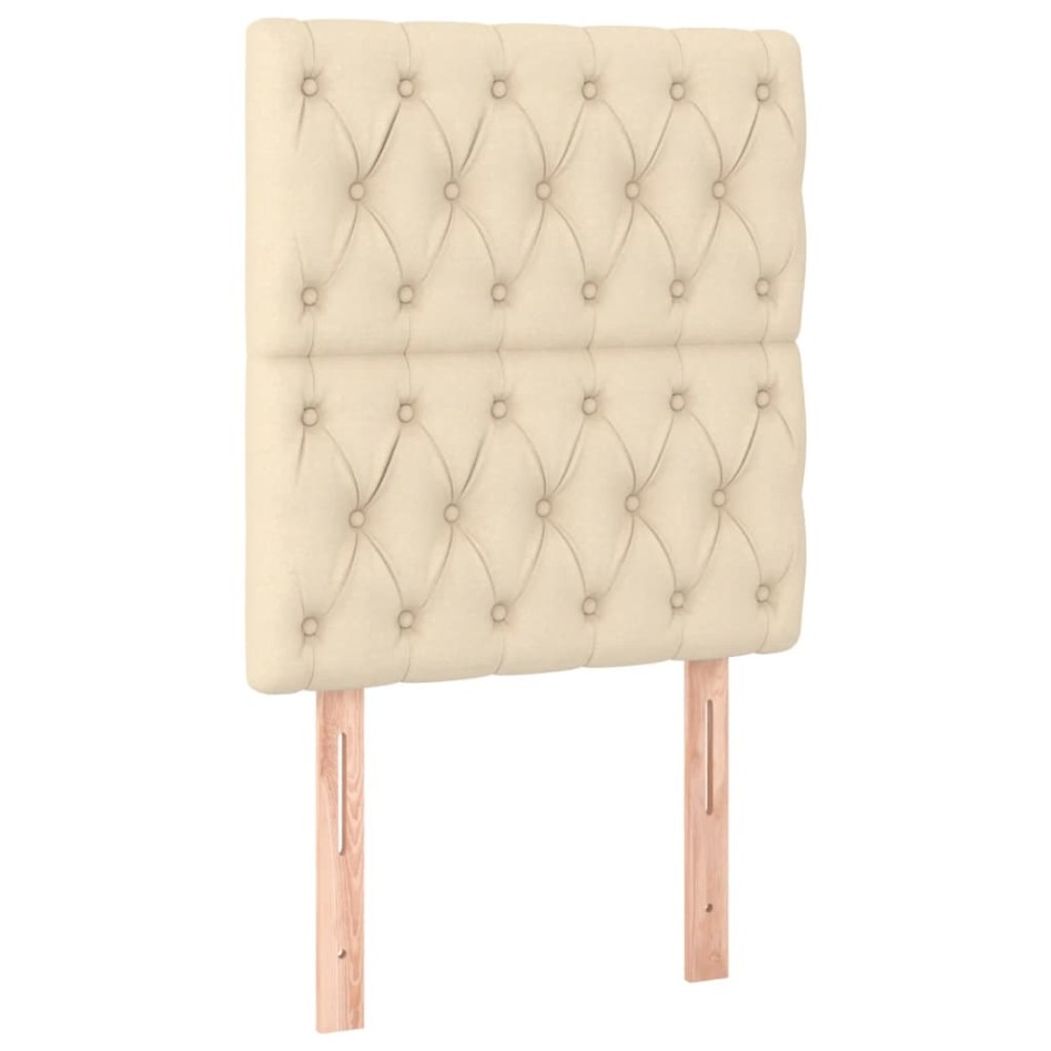 Cama box spring colchón y luces LED tela crema 80x200