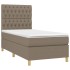Cama box spring colchón y luces LED tela gris taupe 90x190