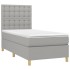 Cama box spring colchón y luces LED tela gris claro 100x200