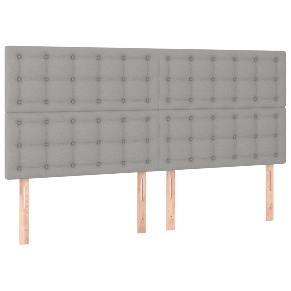 Cama box spring colchón y luces LED tela gris claro 160x200