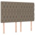 Cama box spring colchón y luces LED tela gris taupe 140x200