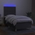 Cama box spring colchón y luces LED tela gris oscuro 80x200